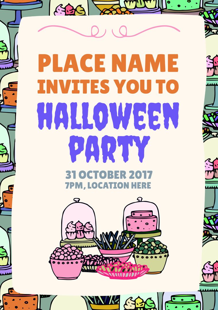 Halloween Party Invitation Template with Spooky Dessert Theme - Download Free Stock Templates Pikwizard.com