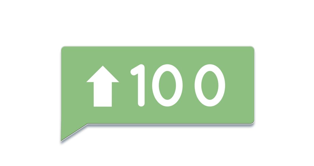 Green Chat Box with Up Arrow and Rising Numbers