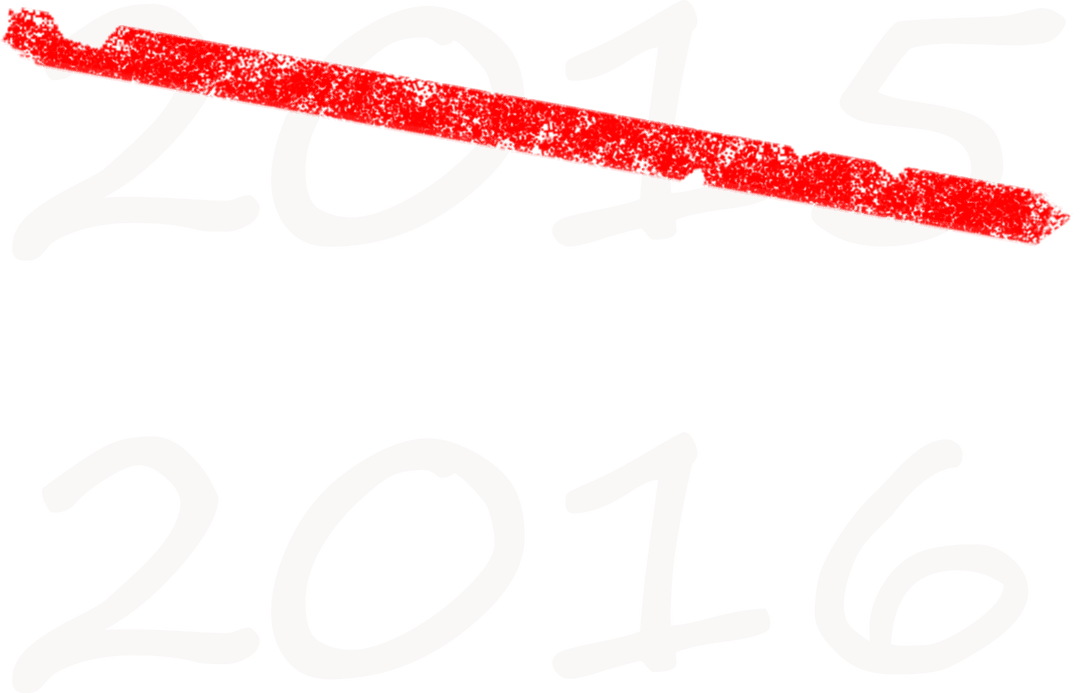 2015 Crossed Over 2016 Transparent Graphic for New Year Celebration