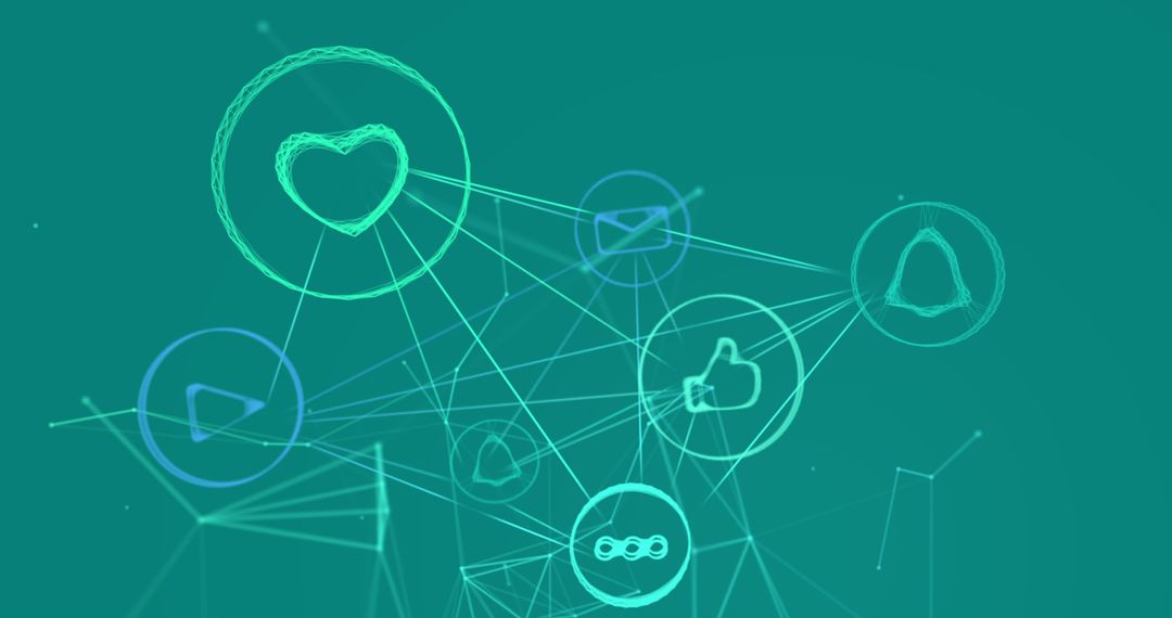 Digital Icons Network with Heart and Thumbs Up Connections