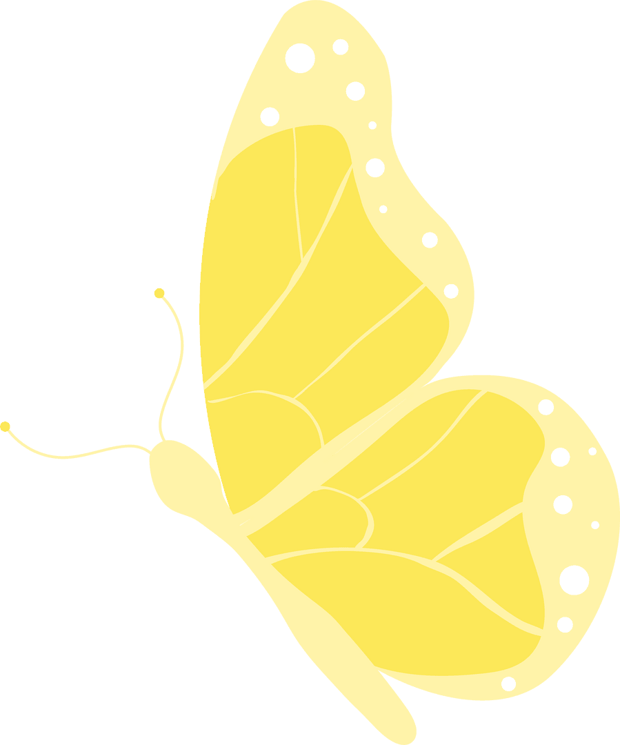 Yellow Butterfly with Vein-Patterned Wings on Transparent Background