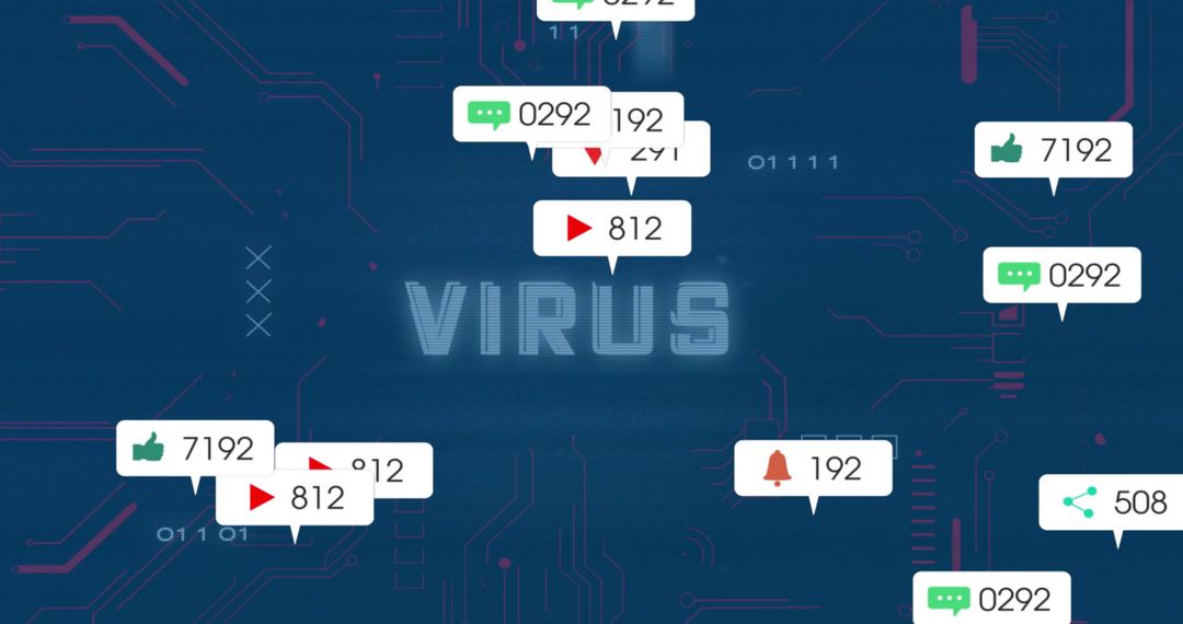 Digital Threat of Virus on Circuit-like Background
