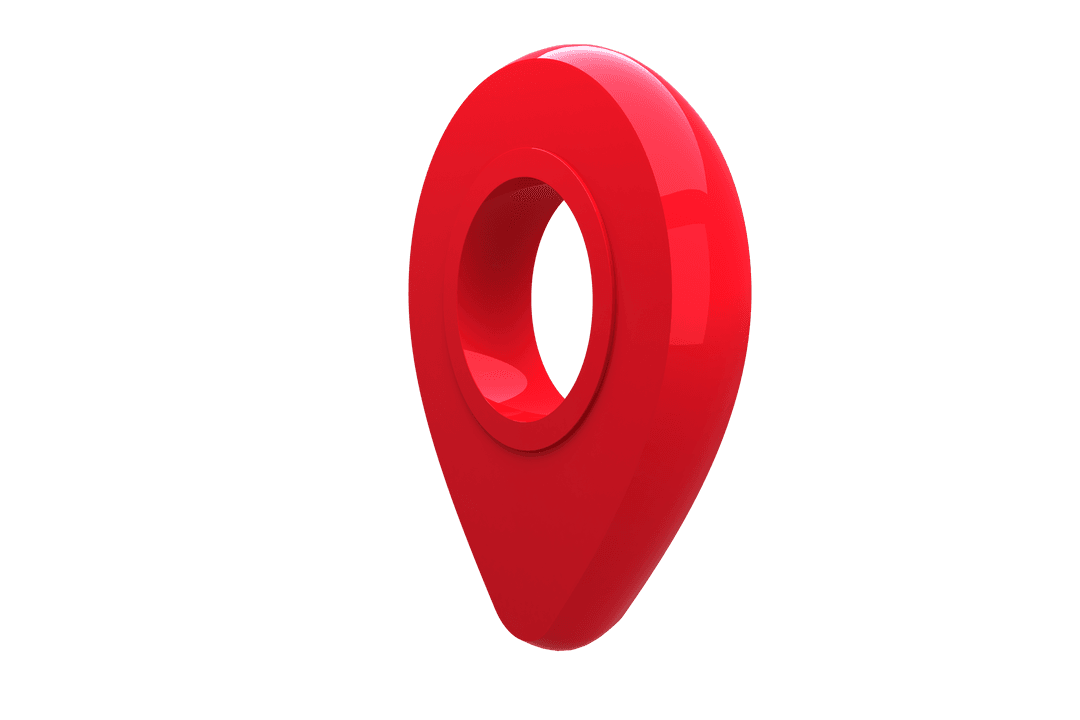 Digital Red Destination Pin Icon on Transparent Background