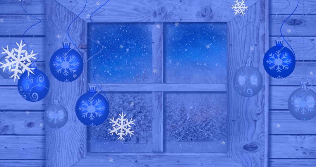 Festive Winter Window with Baubles and Snowflakes - Free Images, Stock Photos and Pictures on Pikwizard.com