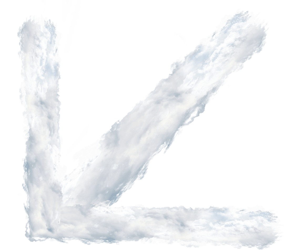 Arrow Formed by Puffy White Clouds on Transparent Background