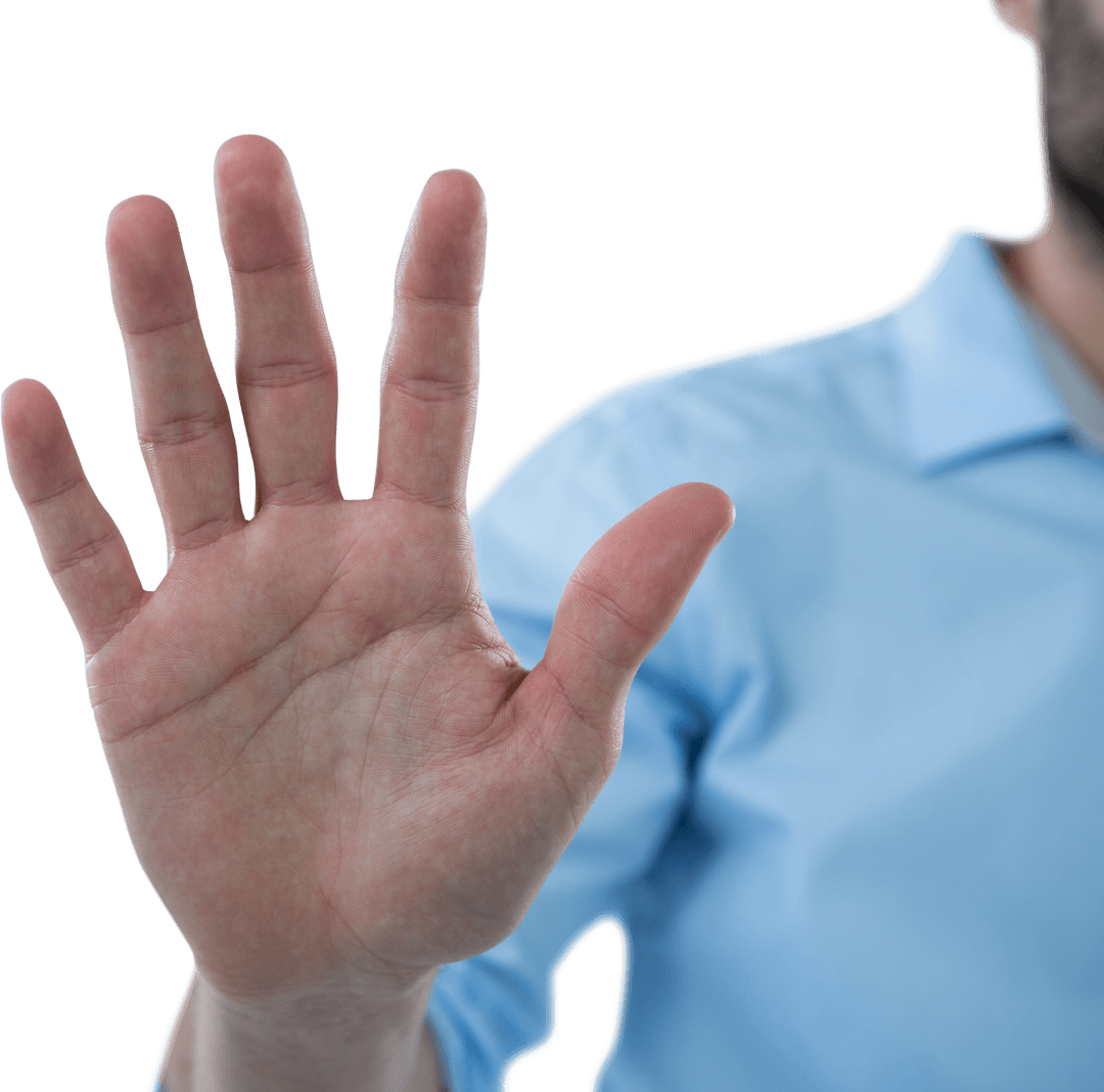 Transparent Isolated Man’s Hand Touch Gesture Display Technology