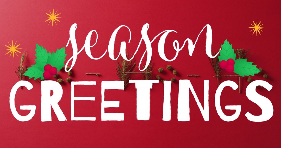 Festive Holiday Verses with Decorative Elements on Red Background