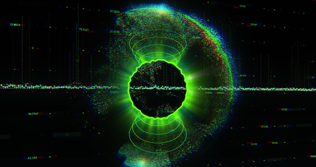 Glowing Green Digital Interface Representing Global Network