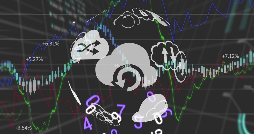 Futuristic Global Finance Concept with Digital Icons