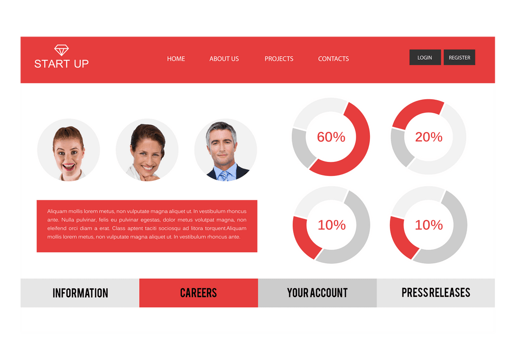 Digital Transparent Startup Interface with Analytics