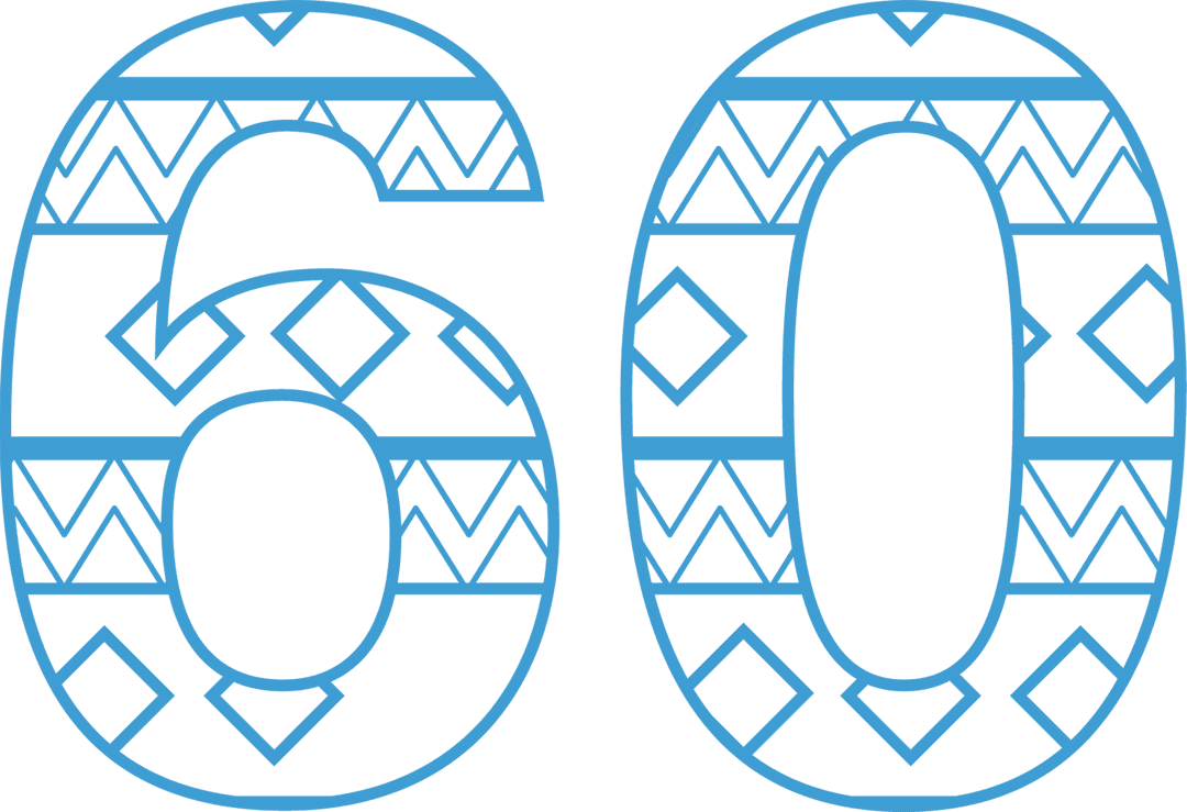 Digital 60 Number Design on Transparent Background