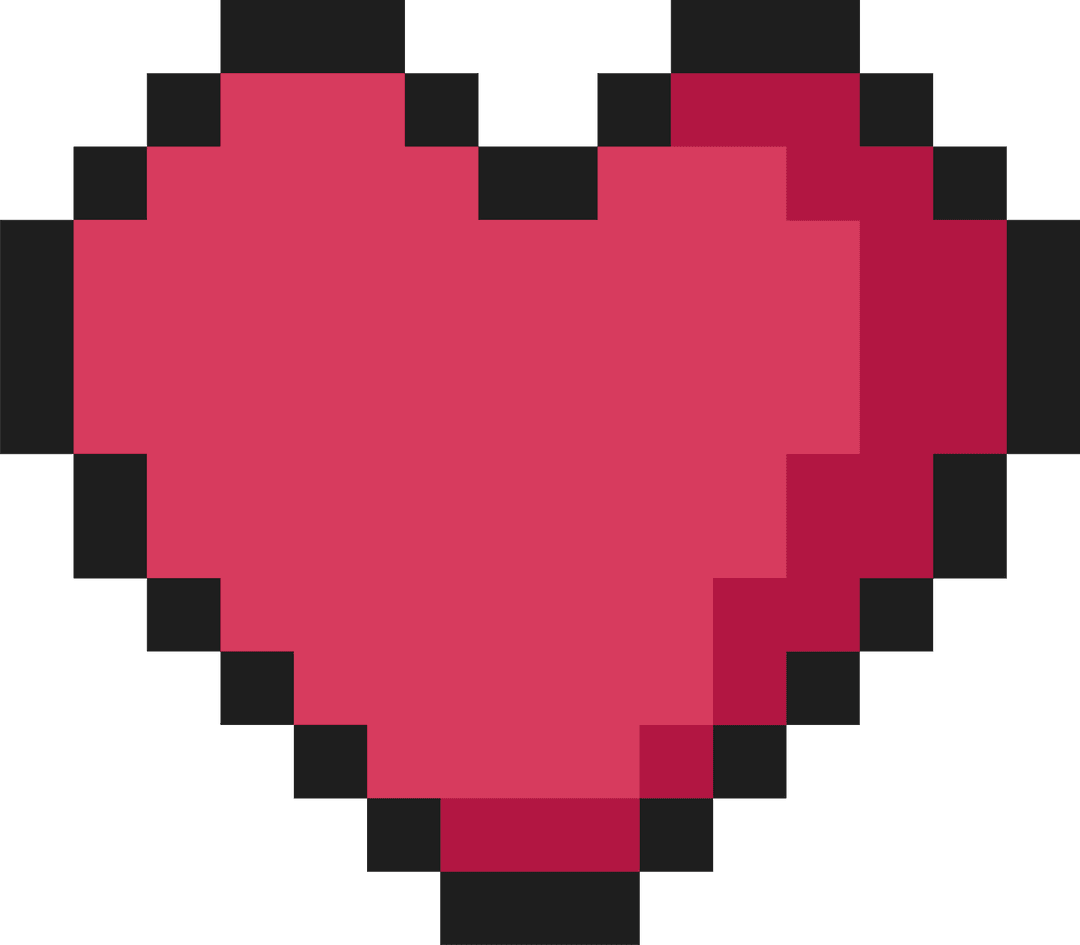 Pixel-Art Heart Icon on Transparent Clear Background