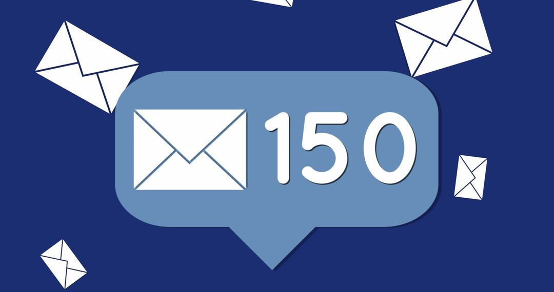 Digital Notification Concept with Floating Email Icons on Blue Background
