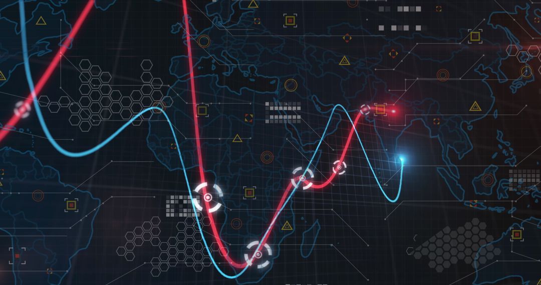Digital Data Processing on Global Map with Network Connection Lines - Free Images, Stock Photos and Pictures on Pikwizard.com