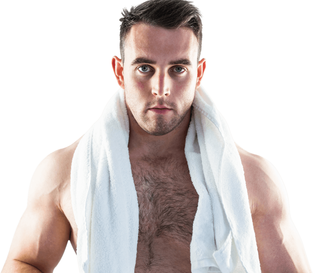 Transparent Background Strong Bodybuilder Towel