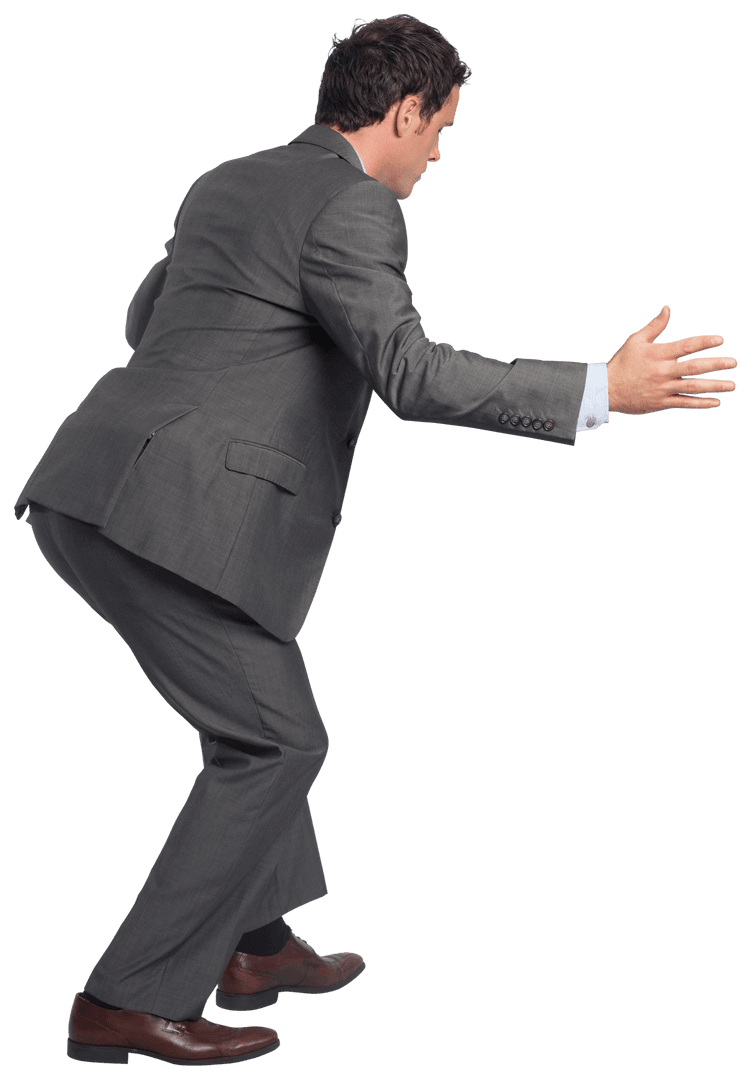 Transparent Businessman Balancing Act in Suit