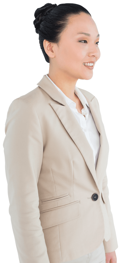 Asian Businesswoman in Suit on Transparent Background
