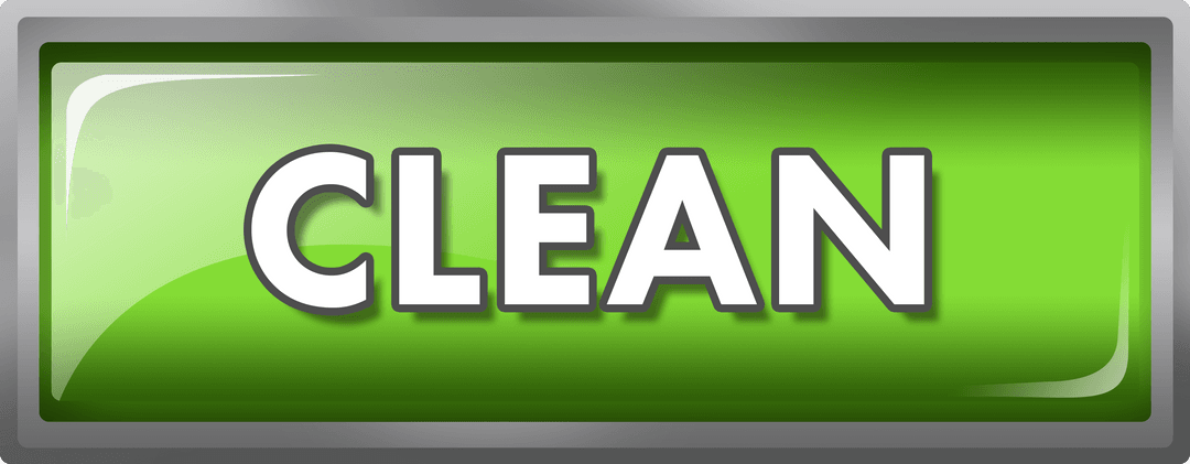 Glossy Green Clean Button with Transparent Background