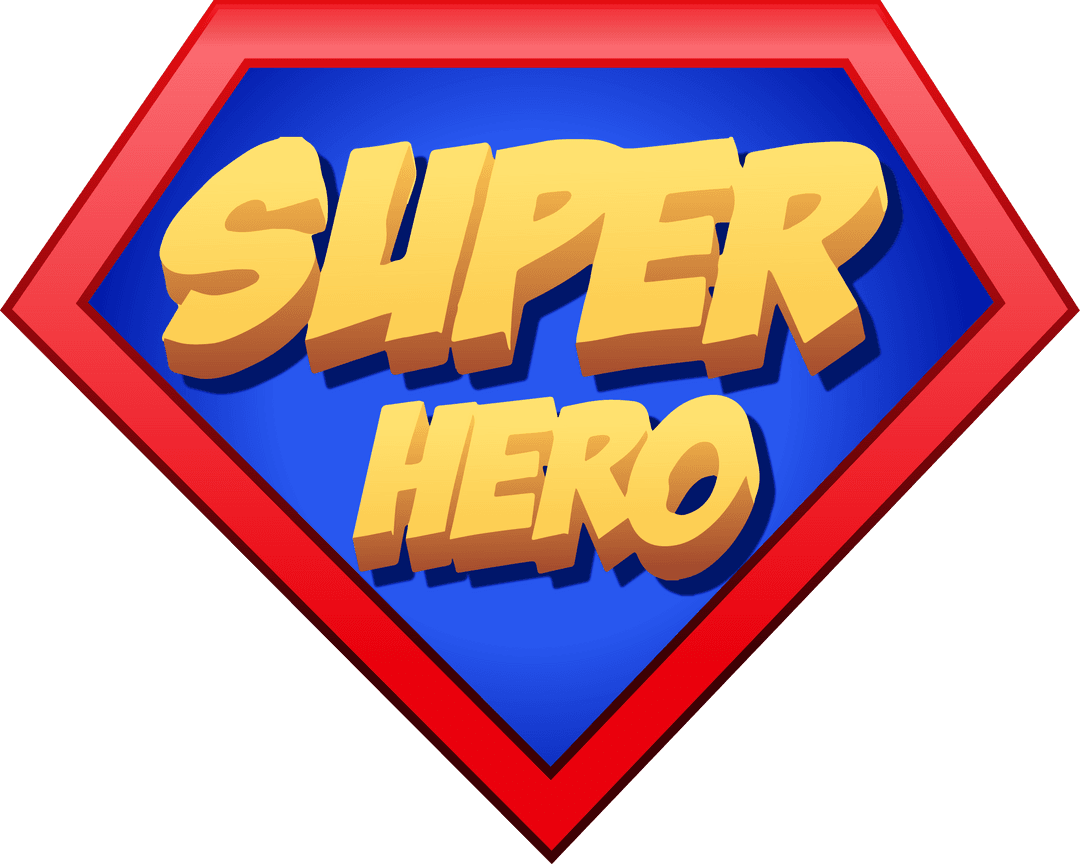 Transparent Super Hero Emblem with 3D Text and Red Border