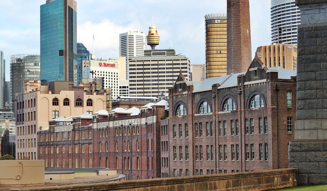 Historic Brick Buildings Amidst Modern Skyline in Sydney - Free Images, Stock Photos and Pictures on Pikwizard.com