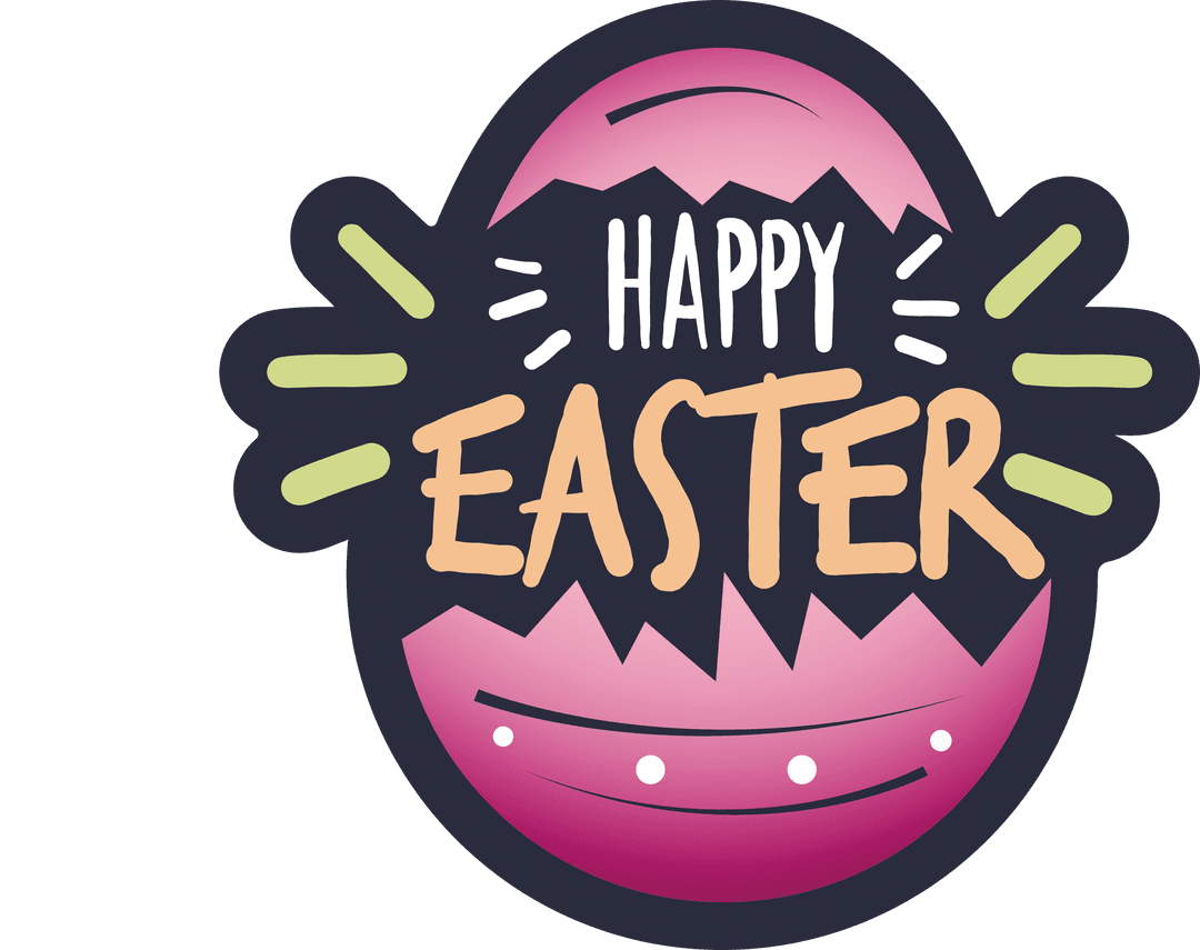 Purple Easter Egg With Festive Text on Transparent Background