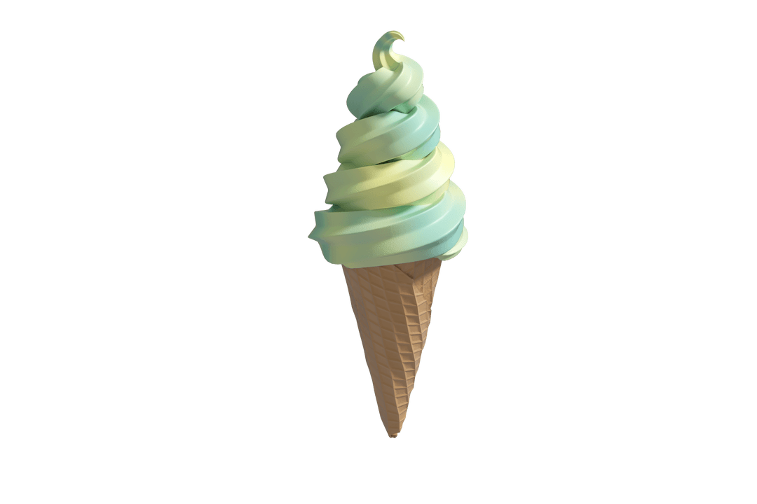 Pastel Ice Cream Cone on Transparent Background