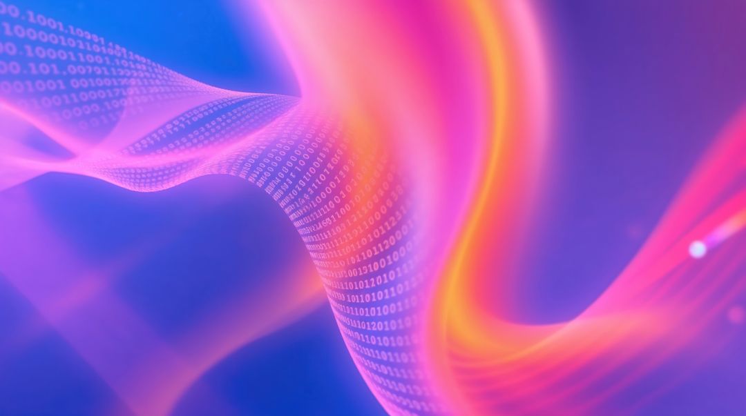 Abstract Digital Wave with Binary Tunnel in Vibrant Cyberspace