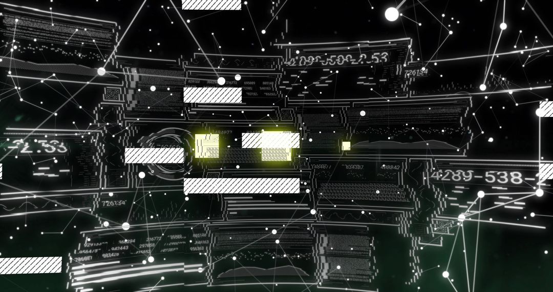 Futuristic Digital Network With Glowing Code Blocks