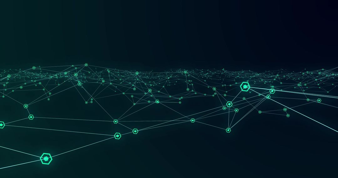 Hexagonal Network in Motion Displaying Digital Connections