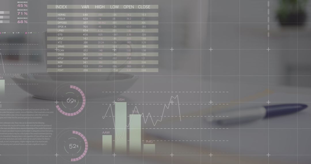Infographic Interface and Business Desk Elements Mixed