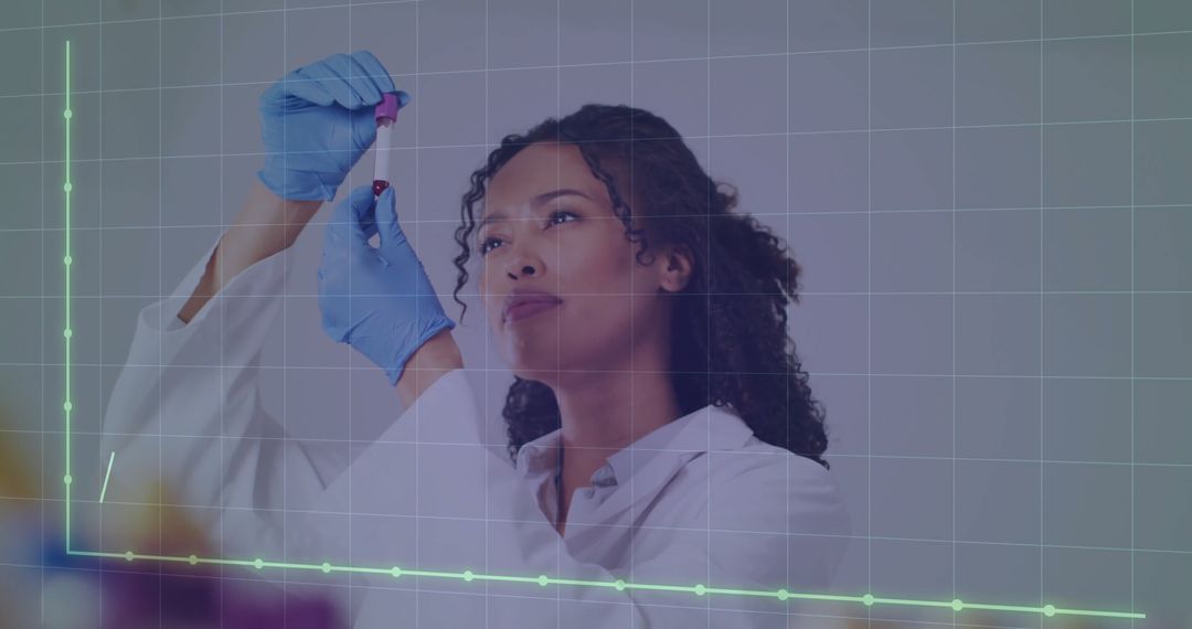 Laboratory Technician Analyzing Red Liquid with Test Tube