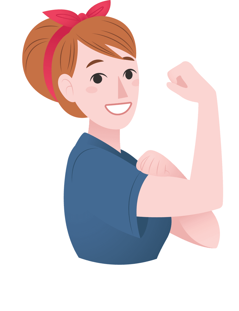 Empowered Woman Flexing Transparent Background Illustration