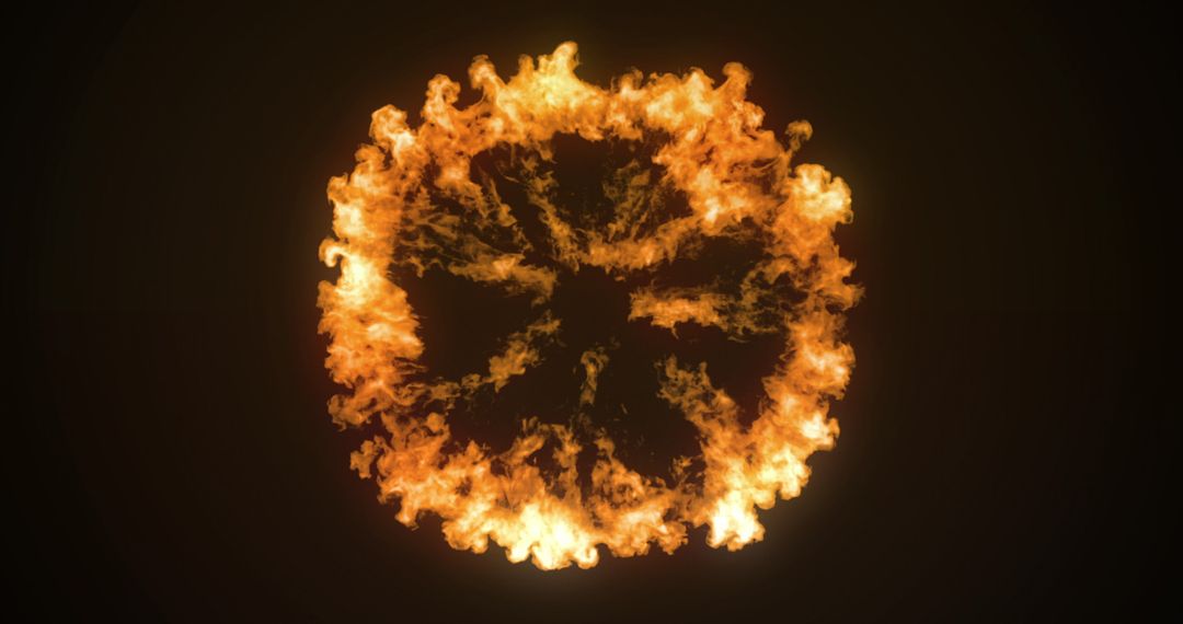 Fiery Circular Burst on Dark Background Animation