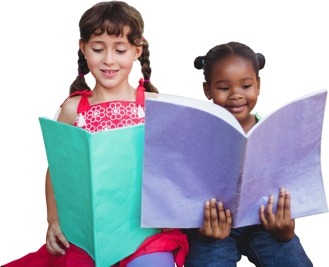 Transparent Smiling Girls Reading Books Together Animated Scene - Download Free Stock Images Pikwizard.com