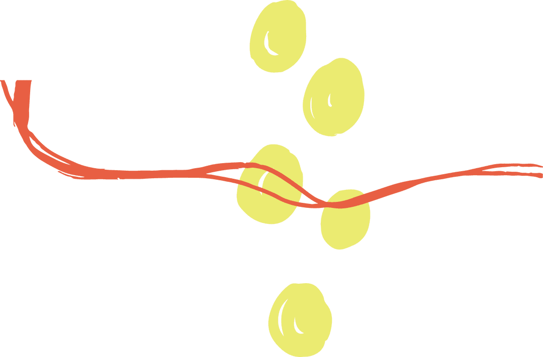 Red Ribbon Crossing Transparent Yellow Circles Minimalist Art