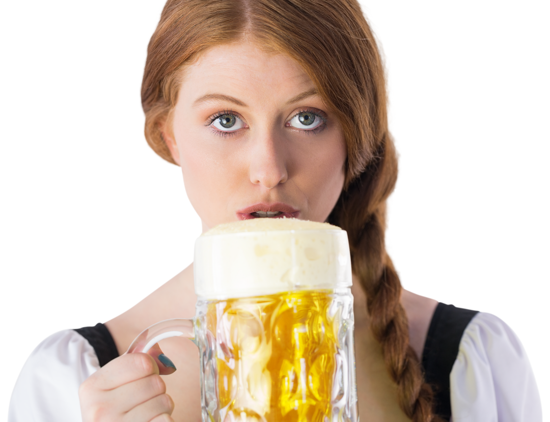 Transparent Oktoberfest Girl Drinking Jug of Beer, Celebrating Laughing Culture - Download Free Stock Images Pikwizard.com