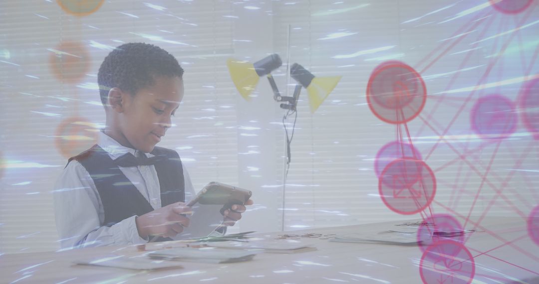 Innovative Learning Concept: Child Engaging with Technology Displays