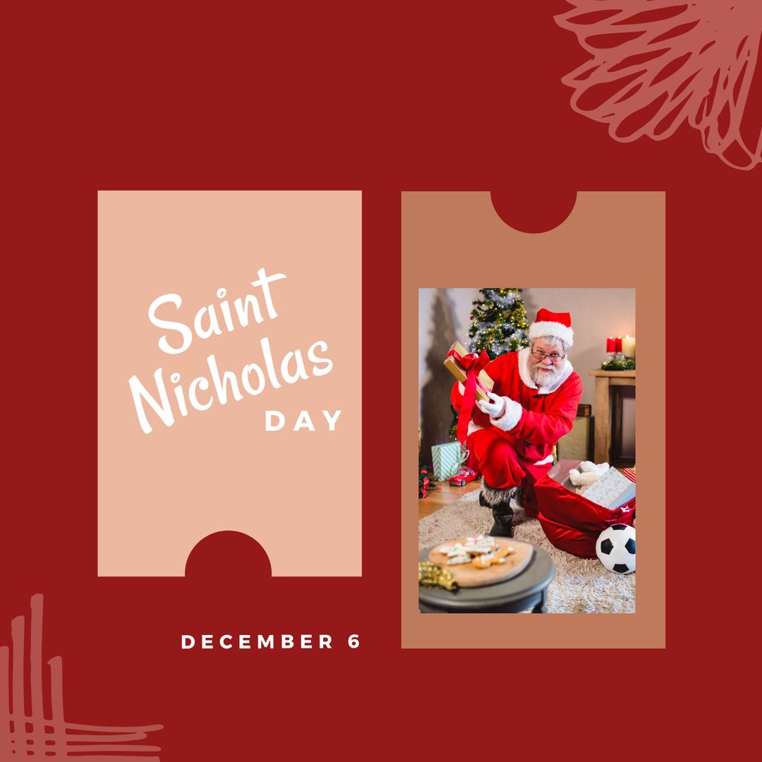 Saint Nicholas Day Concept with Santa Claus and Christmas Gifts