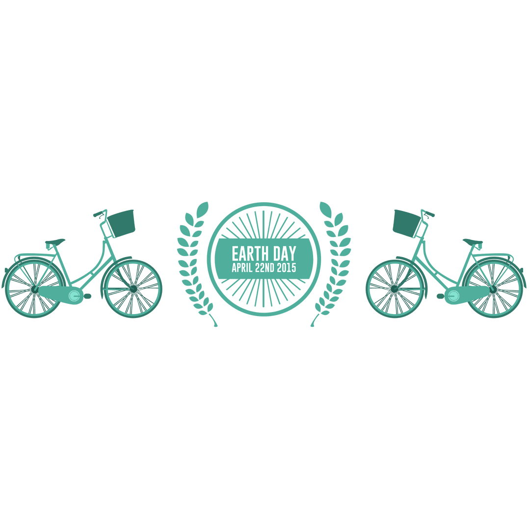 Transparent Earth Day Design with Bicycles and Green Text