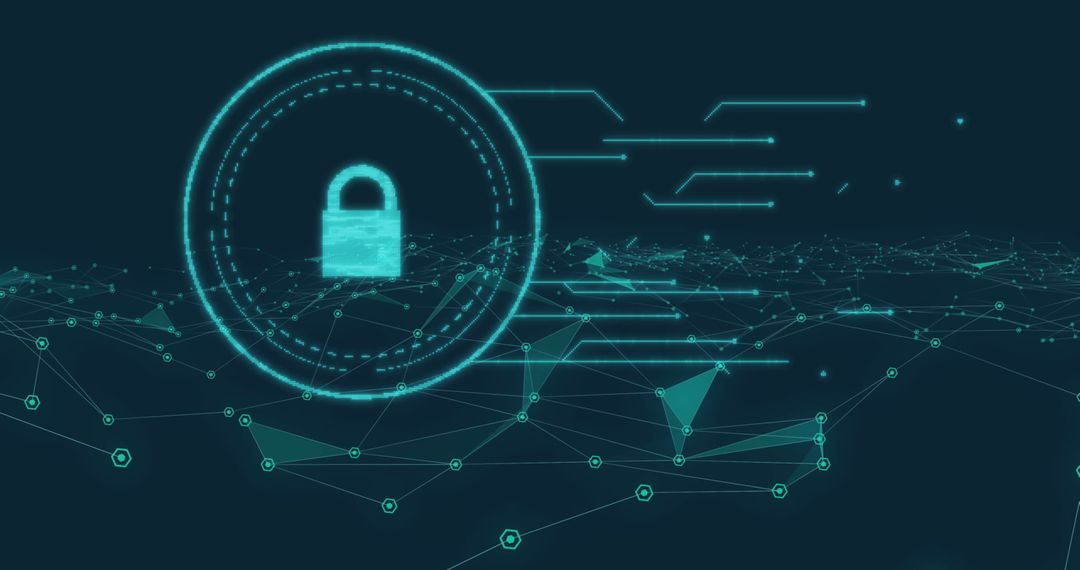 Digital Security Lock Symbol Over Global Network Connections