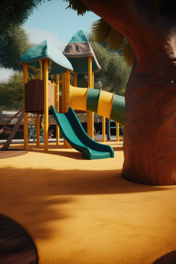 Colourful children's playground in park, created using generative ai technology - Free Images, Stock Photos and Pictures on Pikwizard.com