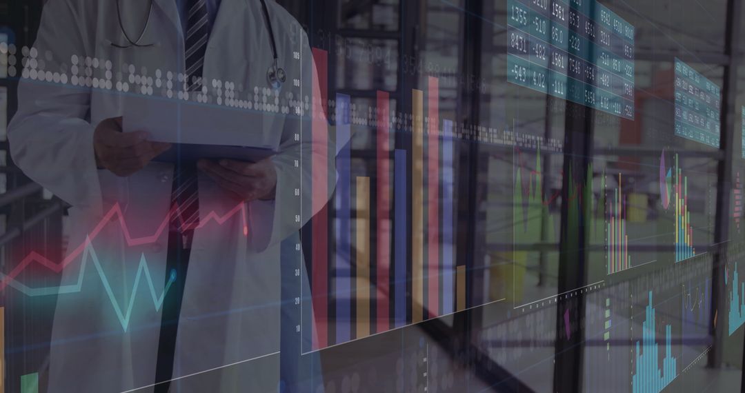 Doctor Analyzing Healthcare Data in Modern Data Center