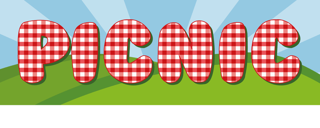 Digital Picnic Text with Gingham Pattern on Transparent - Download Free Stock Images Pikwizard.com