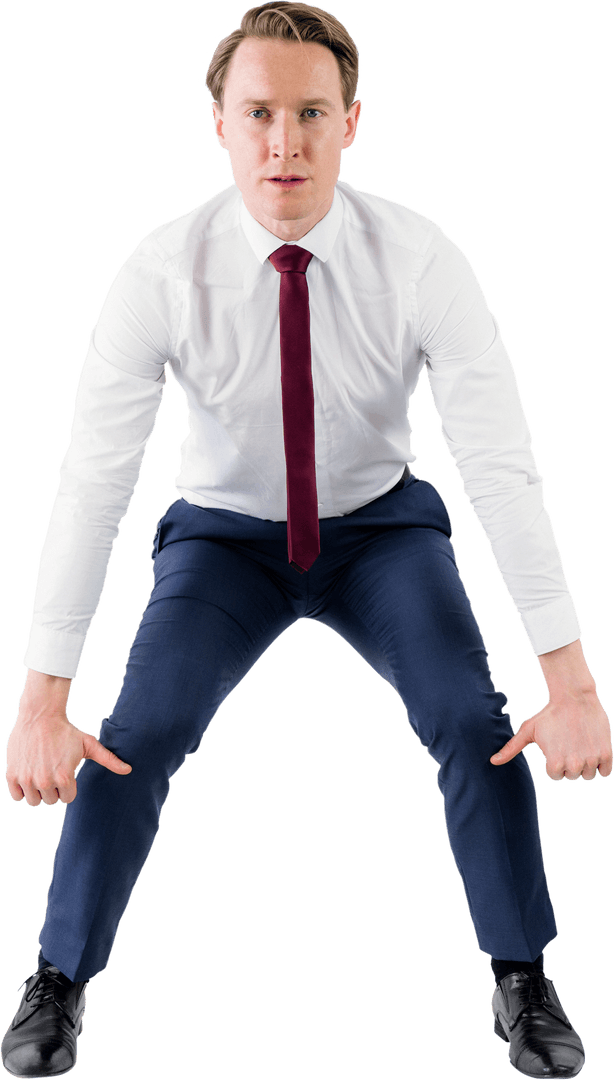 Caucasian Businessman Showing Thumbs Down on Transparent Background