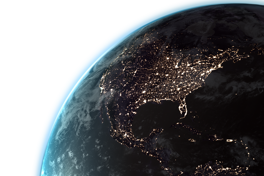 Transparent Close-Up of Earth at Night with Bright City Lights - Download Free Stock Images Pikwizard.com