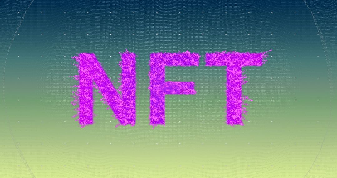Vibrant Pink NFT Text on Digital Grid Background