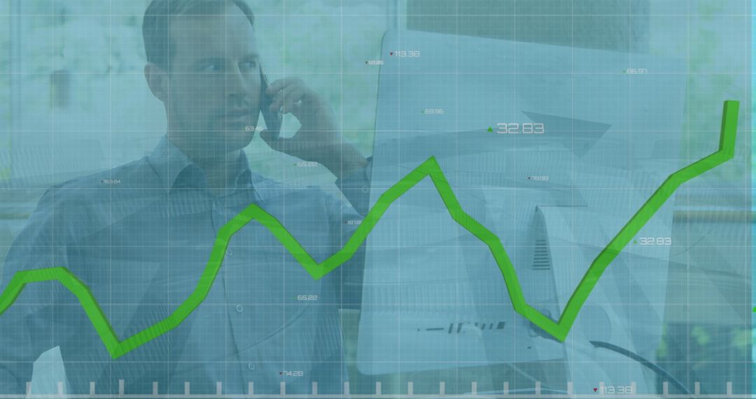 Businessman Analyzing Financial Growth and Corresponding