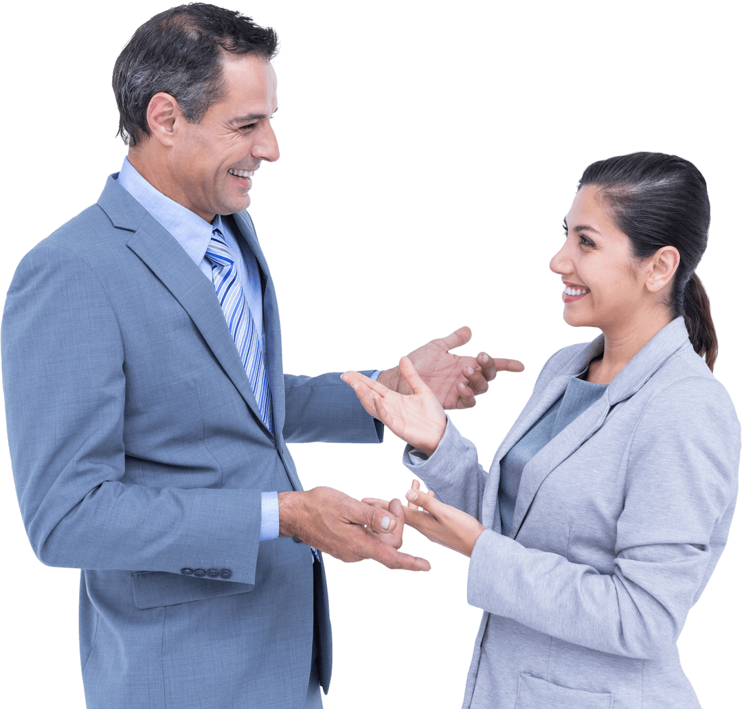 Transparent Colleagues Engaging in Lively Business Discussion