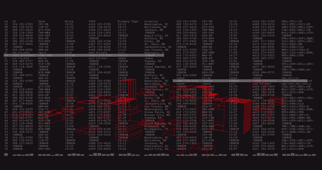 Digital Cityscape Overlaid with Data for Technological Innovation
