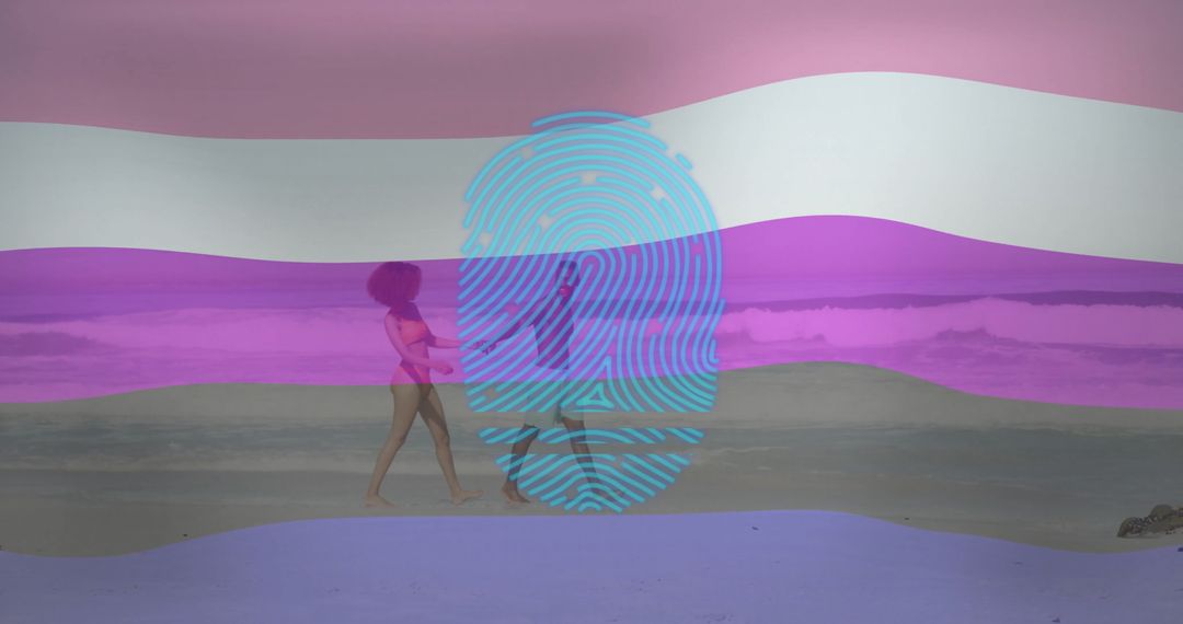 Beach Walk with Vibrant Fingerprint and Pride Stripes